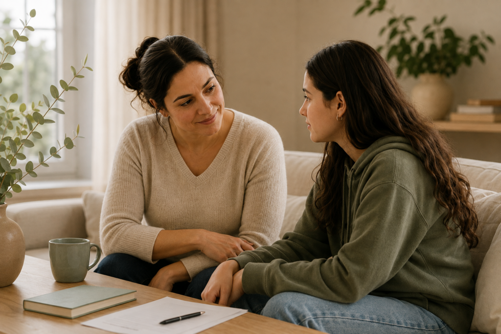 Mother and teen/child in TF-CBT therapy with Monica Kristen Therapy